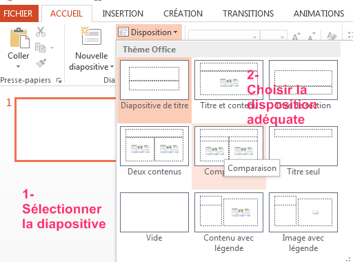 Appliquer une disposition